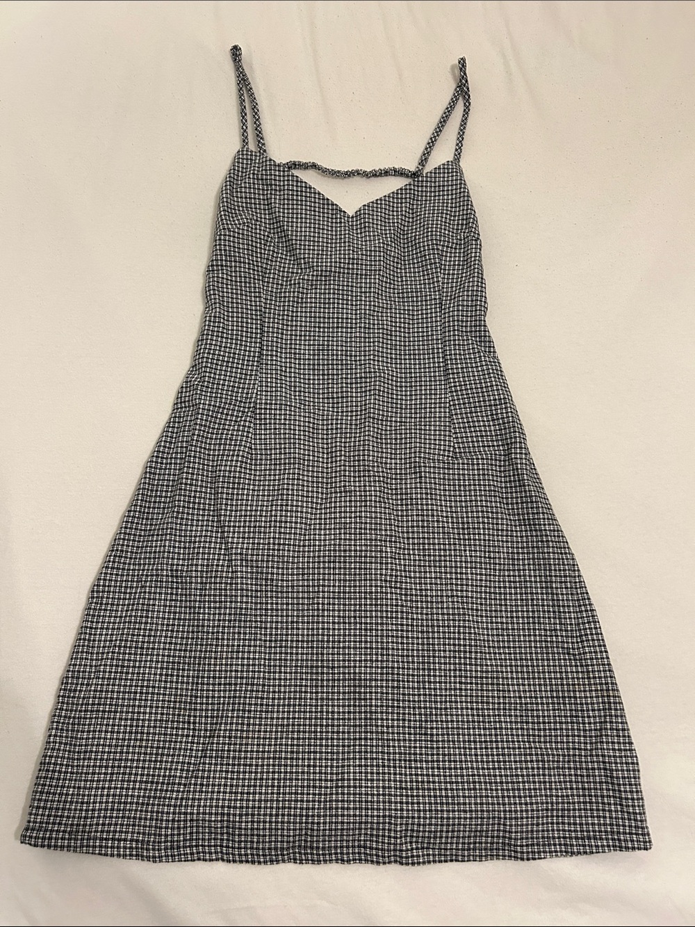 Forever 21 Black and White Open Back Plaid Mini Dress